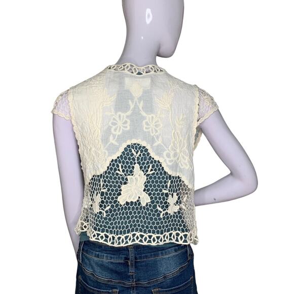 Free People Worn on TV Crochet Vest Cover Up Cream Size One Size - Picture 8 of 16